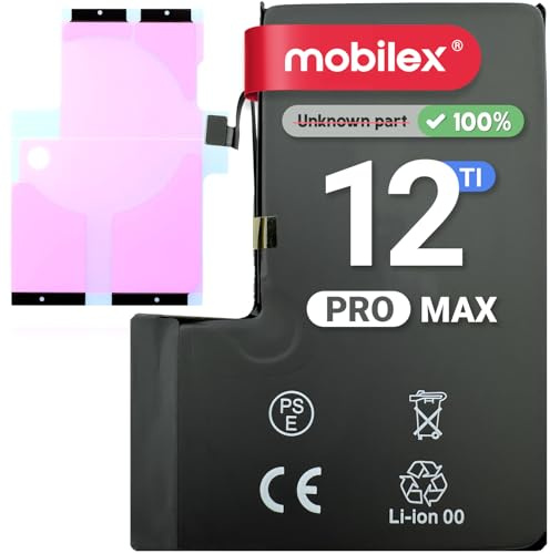 MOBILEX® Batteria compatibile con iPhone 12 Pro Max | Senza Messaggio | Chip TI | 4240mAh - OEM | Batteria Interna con Adesivo | Alta Capacità