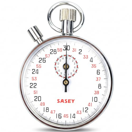 TusaMer Mechanische Stoppuhr 30s Handheld Analog Stoppuhr mit Pause Edelstahl Stoppuhren Timer für Sportschiedsrichter Laufen Radfahren Zählen.