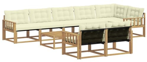 vidaXL Outdoor-Sofagarnitur 9 pcs Weiß und Creme 79 x 79 x 37 cm, Garten Ecksofa, modernes Outdoor-Lounge, Robustes Sitzset, Möbel für Terrasse, Komfort und Stil