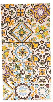 Paperblanks 12-Monatskalender 2025, Porto, Schlank, Verso, Elastikband-Verschluss