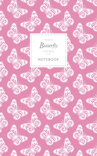 Butterfly Notebook - Ruled Pages - 5x8 - Premium Taccuino (Pink)