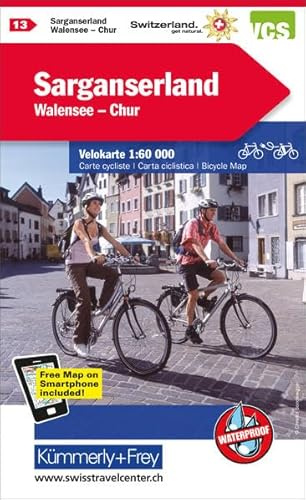 Sarganserland - Walensee - Chur Nr. 13 Velokarte 1:60 000: Water resistant, free Download mit HKF Maps App (Kümmerly+Frey Velokarten, Band 13)