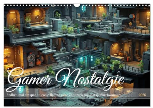 Gamer Nostalgie (Wandkalender 2026 DIN A3 quer), CALVENDO Monatskalender: 16bit Kult und entspannte Augen Wanderung (CALVENDO Spass)
