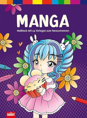 Manga: Malblock mit 24 Vorlagen zum Heraustrennen