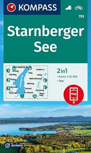 KOMPASS Wanderkarte 793 Starnberger See 1:25.000: 3in1 Wanderkarte mit Aktiv Guide inklusive Karte zur offline Verwendung in der KOMPASS-App. Fahrradfahren. Skitouren. Langlaufen.