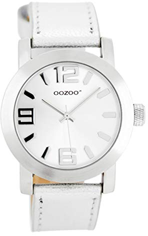 Oozoo JR200 Damenuhr, Lederarmband, silberfarben, Riemen