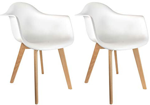 HOME DECO FACTORY The hd3092 Sessel skandinavischen – Lot de 2 Holz + PP weiß 62, 80 x 59, 80 x 85, 30 cm