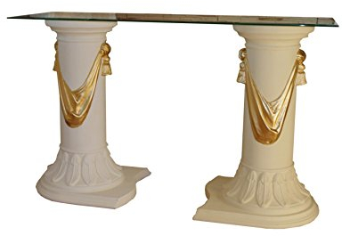 Antikes Wohndesign TV Rack Regal Fernsehschrank TV Schrank Lowboard Sideboard HiFi Tisch (Weiß-Matt-Gold)