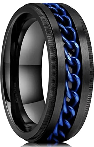 King will Intertwine anelli in acciaio INOX 8 mm per gli uomini Center Chain spinner anello, misura 7 – 14 e Acciaio inossidabile, 26,5, cod. KW-SM101-11.5