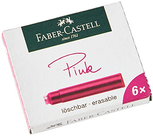 Faber-Castell Flacon d’encre Lot de 6 cartouches d'encre standard Tintenpatrone Standard 6er rose bonbon