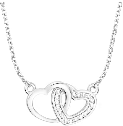 Sofia Milani - Damen Halskette 925 Silber - mit Zirkonia Steinen - Doppel Herz Anhänger - 50165