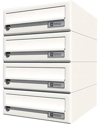 JU Hausbrieffachanlage 4-teilig, 300 x 440 x 380 mm, Stahl Weiß RAL 9016