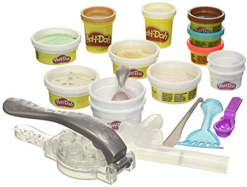 Play-Doh Kitchen Creations Rollzies Rolled Ice Cream Set with 4 Cans of Play-Doh Color Burst Compound Plus 5 Additional Non-Toxic Colors