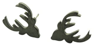 Edelstahl Ohrstecker Hirsch Geweih Stecker schwarz