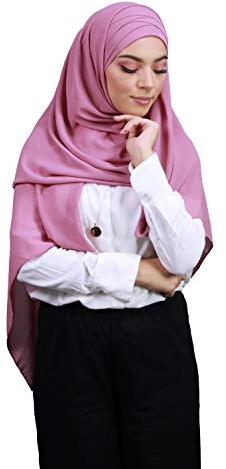 Hijab, aus Crêpe-Musselin, mit integrierter Haube, magenta, One size