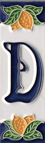 Hausnummern, italienische Keramik-Zahlen und Buchstaben, Zitronendesign, Fliesengröße: 10 cm x 3,5 cm