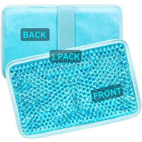 Gel Beads Ice Pack Ice Bag with Strap-1 Pack Reusable Hot & Cold Pack Compress for Knee, Shoulder, Foot, Back, Ankle, Neck, Hip, Elbow, Wisdom Tooth-7.76''x4.93''(Blue)
