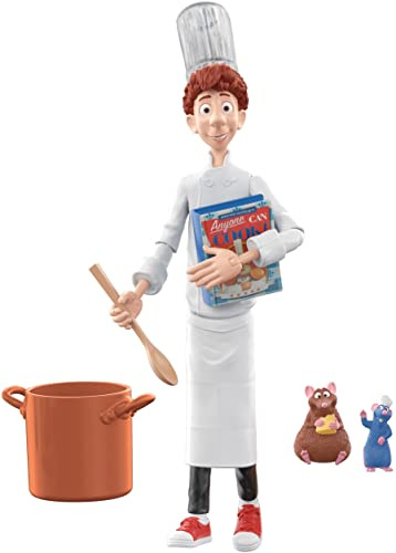 Mattel Disney Pixar Favorites Ratatouille Pack mit beweglicher Linguini-Figur, Remy- und Emile-Figuren und Zubehör, authentischer Look, Sammler-Geschenk ab 6 Jahren