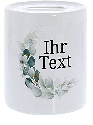 stempel-fabrik – personalisierbare Spardose mit Wunschtext – Aquarell Motiv Mondsichel – individuelles Geldgeschenk für Erwachsene und Kinder – perfekte Geschenkidee für jeden Anlass