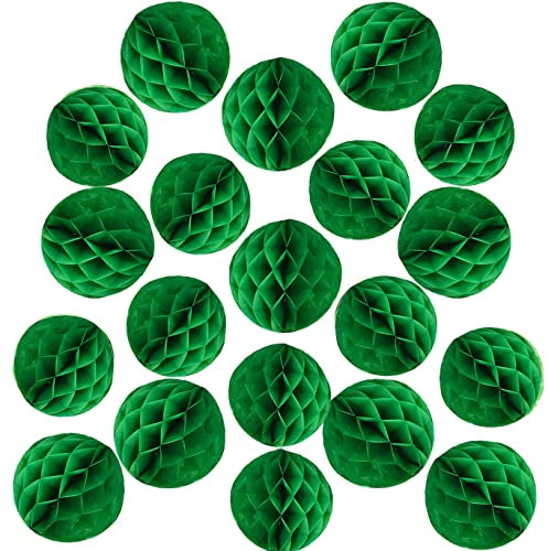 YLY's love Papier Wabenball Dekoration 20 Stück 10cm 15cm Honeycomb Balls pompom Deko zum Aufhängen Dekor für Geburtstag Hochzeitsfest Party Brautduschen Wohnungdeko (10cm ,15cm-Dunkelgrün)