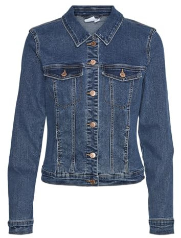 VERO MODA Women's Vmluna LS Slim DNM Jacket Mix Ga Noos, Medium Blue (Medium Blue Denim), M