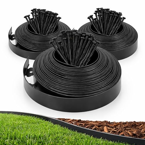 Gardzen 3,8 cm x 30,4 m Landschaftskanten-Set, Garteneinfassungsspule mit 120 Spikes, kein Graben von Rasengrenzen