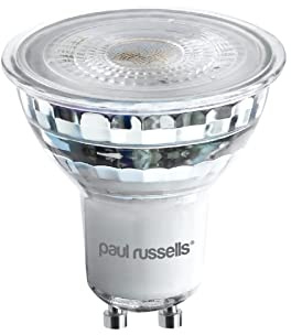 paul russells LED Glass GU10 – Dimmable Fittings Spot Lightbulbs, 4.5W 345 Lumens LED Bulbs, 50w Equivalent, 4000K Cool White/Natural White, 38° Degree Indoor Home Lighting Dimmer, 1 Pack