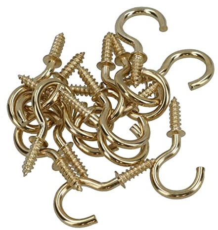 AB Tools Shouldered Screw Hooks Fasteners Hanger Brass Plated 10mm Dia 19mm Length 16pc