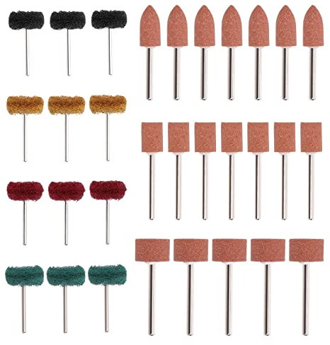 Keadic 62Pcs Rotary Tool Accessories Set Contains Grinding Stone Sanding Drill Bit with 1/8 Shank and 120# 180# 320# 400# Polish Wheels for Polishing Trimming Deburring Rust Removal