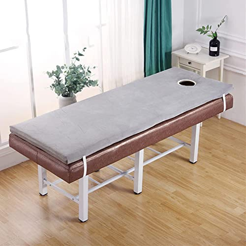 KKCD 4cm Dicke Massagetisch-Bettmatratzenauflage, Plüsch-Bettmatratze Für Schönheitssalons Mit Rundem Kopf, Spa-Bettlaken Für Physiotherapeuten,Bett Nicht Inbegriffen,Grau,70x190cm