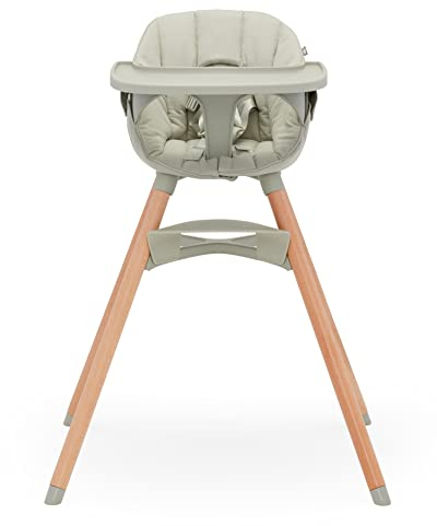 Lalo The Chair Convertible 3-in-1 Hochstuhl – Holz für Babys & Kleinkinder, spülmaschinenfestes Tablett, verstellbare Fußstütze, Salbei
