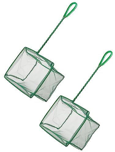 Uniclife 10/15/20/25 cm Aquarium Fish Net Fine Mesh Fish Catch Nets with Plastic Handle - Green