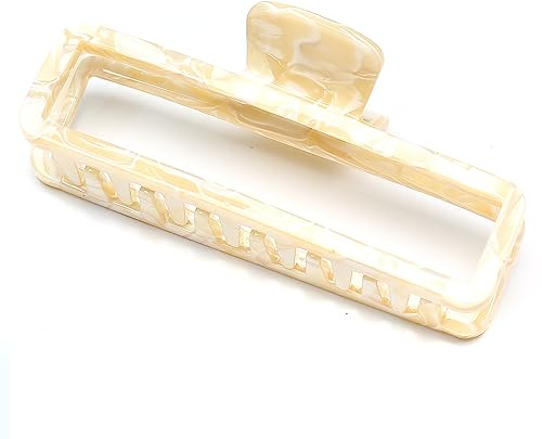 QinGoo Groß Creme viereckig Haarklammer Klauen Haarspange Schöne Damen Haarschmuck Elegant Haar-Accessoire 1 stück(10.7 * 4.6cm, Cream)