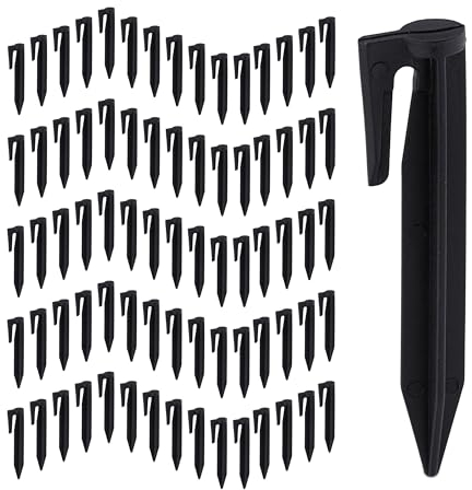 Relaxdays Erdhaken Mähroboter, 100 Stück, Verlegehilfe für Begrenzungskabel, Kunststoff, Rasenroboter Zubehör, schwarz