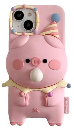 YAKVOOK Bear Case for iPhone 13 Pro,Kawaii Phone Cases 3D Silicone Cartoon Pig Blowing Gum Fun Cute Case Soft Rubber Shockproof Protective Case Women Girls for iPhone 13 Pro