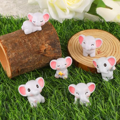 PEUTIER 12 Stück Mini Elefanten Figuren, Niedlich Kunstharz Miniatur Elefanten Figuren Kleine Elefanten Figuren Mini Tierfiguren für Miniatur Gartendekorationen DIY Kunsthandwerk