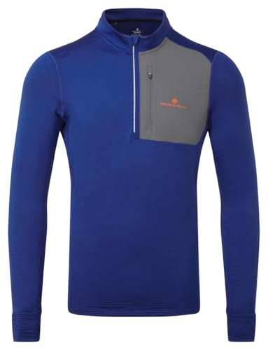 RONHILL Running, Men's Tech Winter 1/2 Zip, Ocean/Iron, M