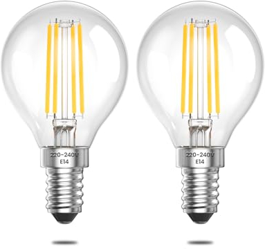 BrightArk 4W E14 LED Filament Golf Ball Bulb,40W Small Edison Screw Light Blub Equivalent, Warm White SES Mini Globe Blub for Chandelier Light, Ceiling Fans, Wall Sconces,AC200-240V