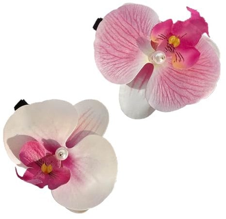 antianzhizhuang 2pcs Pink Floral Hairpin Orchids Flower Hairpins Stylish Women Girls Hair Clip Elegant Bohemias Bridals Hair Decorations Fashionable Jewelry Hairpin