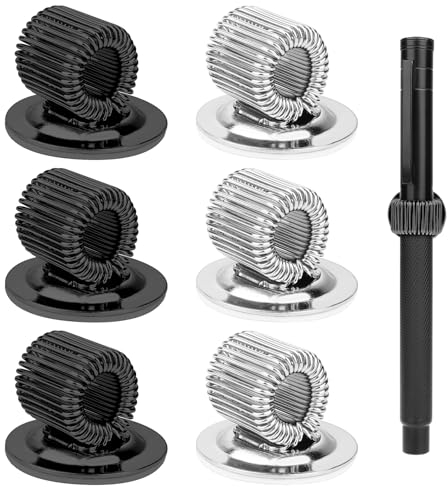 Giantree 6 Stück Metall Selbstklebend Stifthalter ,Selbstklebender Stiftehalter Clips Mit Einstellbarer Federschlaufe passend für alle Stifte-MarkerIdeal Für Kühlschrank Werkstatt Büro Bulletin Board