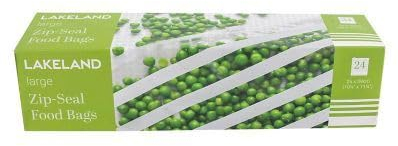 24 Lakeland Zip-Seal Freezer & Food Storage Bags 26 x 29cm Heavy gauge and Reusable With Write on Strips