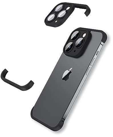 MIMGOAL Frameless Case for iPhone 11 Pro Max Case with Camera Protector, Soft Silicone Shockproof Phone Borderless Cover, Ultra-Thin Lightweight Bumper Frameless Slim Cover,Black