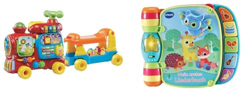 VTech ABC-Eisenbahnspielzeug, bunt, deutsch & Baby Mein erstes Liederbuch – Kunterbuntes Buch mit 6 Seiten und beweglichen Elementen zum Spielen, Zuhören und Mitsingen – Für Kinder von 6-36 Monaten