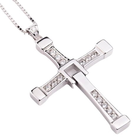 FULISONG 925 Sterling Silber Kreuz Halskette, Fast and Furious, Dominic Toretto Vin Diesel Gleiche Halskette, for Männer, Damen, Paare Geschenk(70CM(28INS)_22G(for Boys))