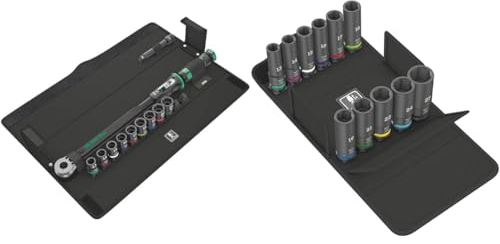 Wera 05075681001 Click-Torque C 3 Set 2 Drehmomentschlüsselsatz, 11-teilig & 05004841001 8790 C Impaktor Deep Set 1, Steckschlüsseleinsatz Satz, 11-teilig Schwarz