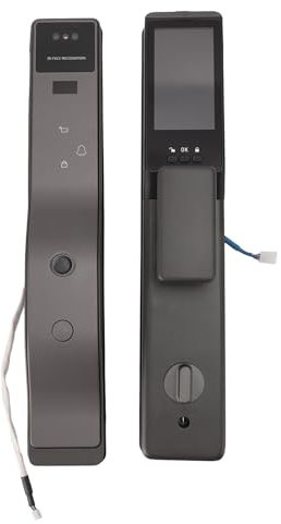 Video Smart Lock, Two Way Intercom Video Door Lock, 6 in 1 Fingerprint, Password, IC Card, Key, Mobile APP, Face Recognition Lock with Camera and Keypad for Home Office