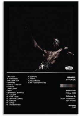 CHIMOSHEJI Travis Poster, Scott, Utopia, Albumcover, Poster, Wandkunst, dekorative Malerei, Schlafzimmer, Malerei, Poster, 40 x 60 cm, ungerahmter Stil