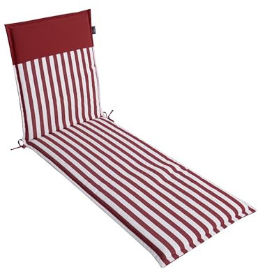 LILENO HOME Coussin pour chaise longue de jardin - 1 pièce - Chaise longue à roulettes - Rouge uni - Coussin pour chaise longue de jardin - Coussin pour chaise longue de jardin (190 x 60 x 5 cm) -
