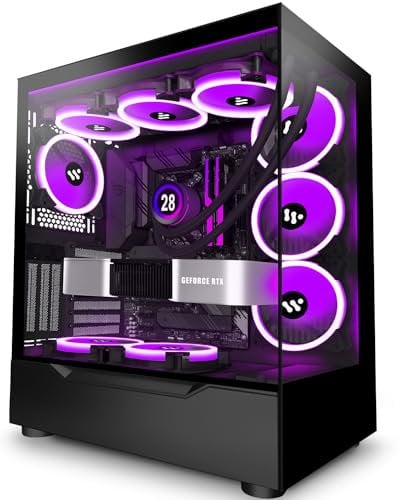 KEDIERS Case PC - Ventola ARGB preinstallata a 4 PWM, case a torre E-ATX in vetro temperato, nero