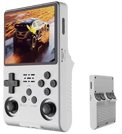 R40S Pro Retro Game Console,Portable Handheld Video Game Console ,3.5 inch IPS Screen with 256G Card &30000+ Games,Built in 45 Emulators,3800mAh Battery (bianco-256g)